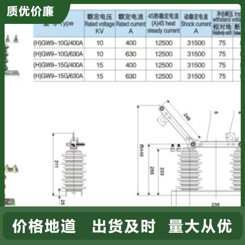 三相交流隔離開關(guān)HGW9-12KV/400單柱立開,不接地,操作型式:手動